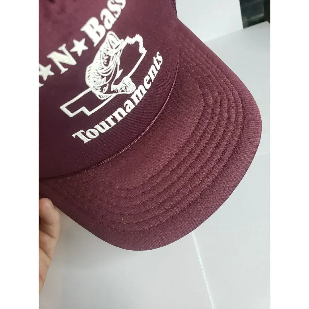 Vintage 80s 90s Nebraska Bass Fishing Tournament Trucker Hat Cap SnapBack Mesh